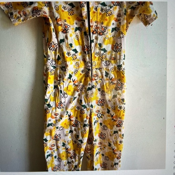 Nooworks Yellow Floral Cotton Front Zipped Jumpsuit - Picture 4 of 9